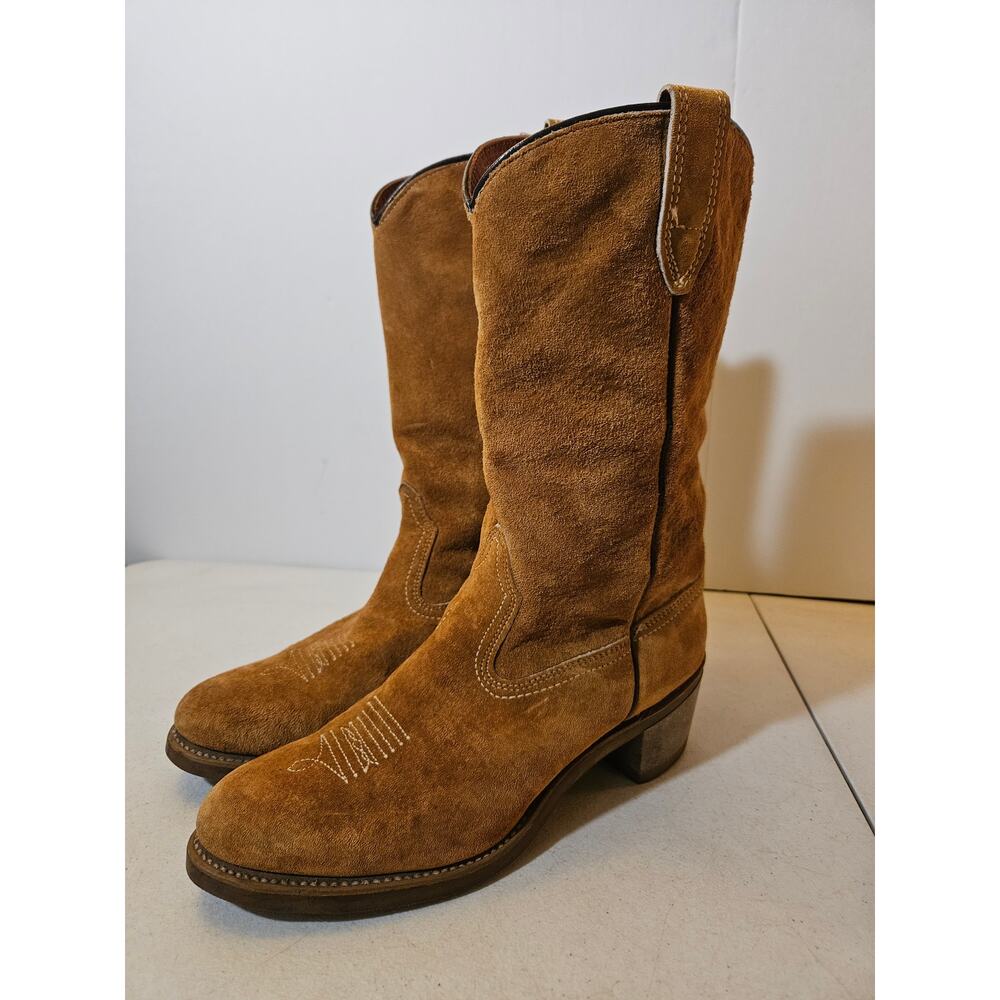 Vintage Vibram Ladies Suede Leather Cowboy Boots Size 10M